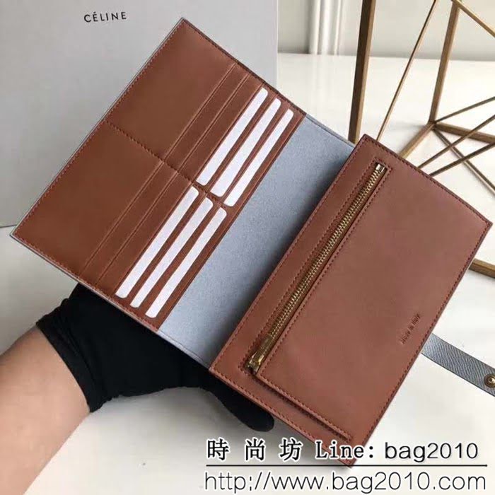 CELINE賽琳原單 專櫃 手掌紋牛皮搭扣拼色錢夾 4148 SL1450